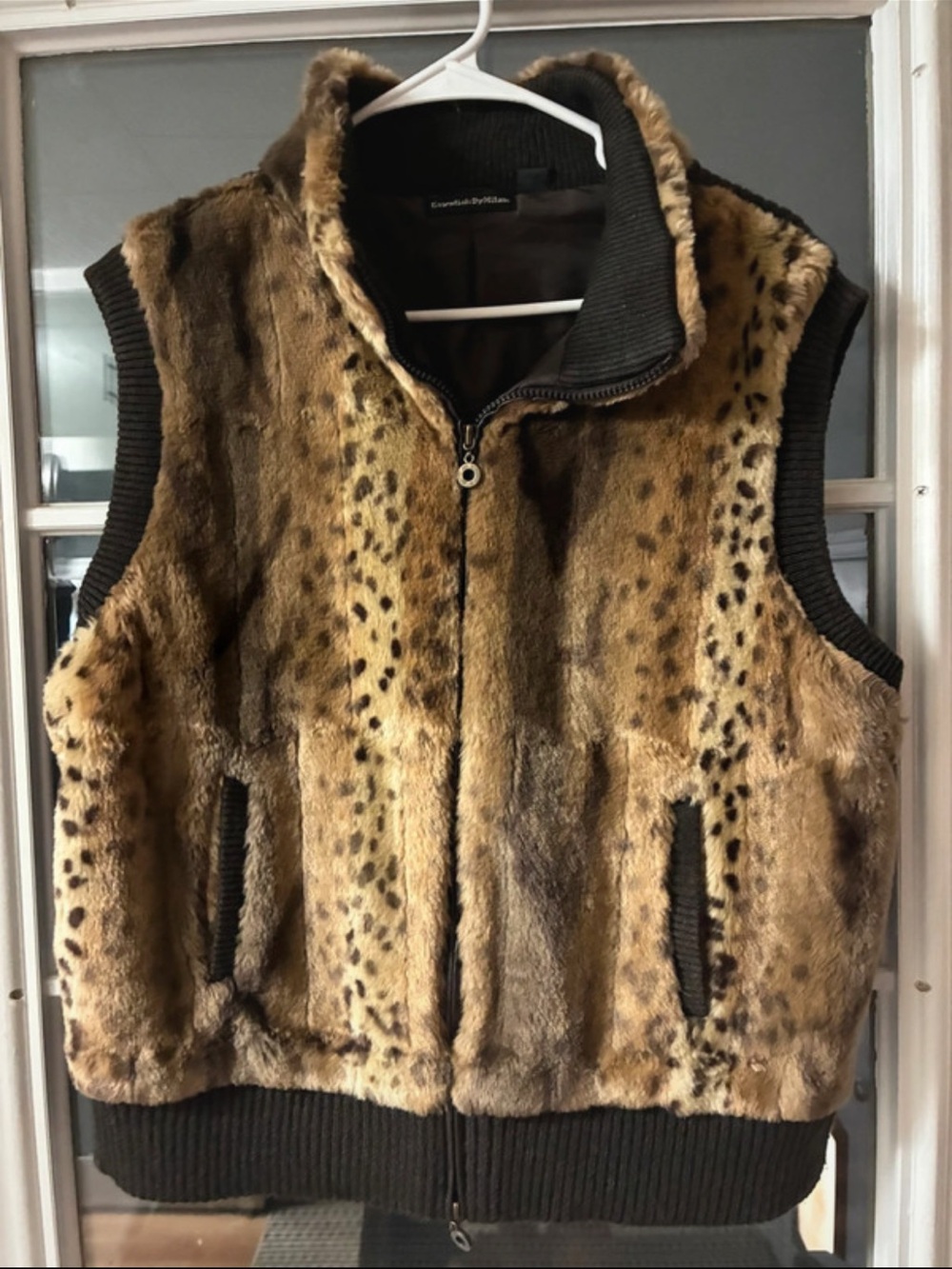 Milano Essentials Faux Fur Animal Print Vest in Brown and Black